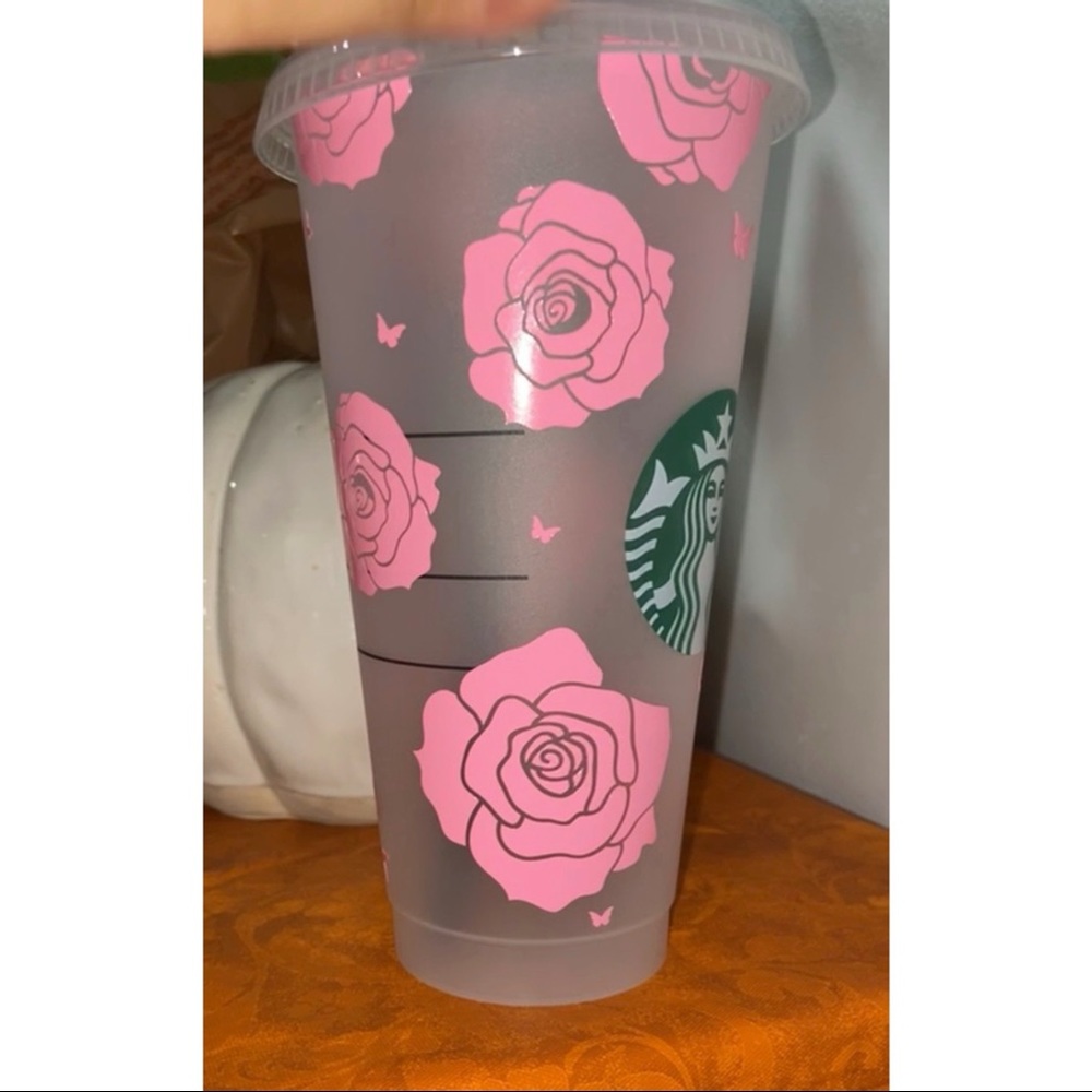 Pink Rose Personalized Starbucks Cup